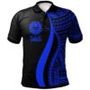 Tahiti Polo Shirt Blue - Polynesian Tentacle Tribal Pattern - BN11