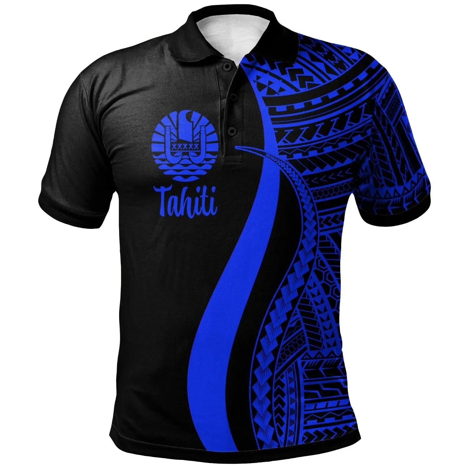 Tahiti Polo Shirt Blue - Polynesian Tentacle Tribal Pattern - BN11 Tahiti Polo Shirt Blue - Polynesian Tentacle Tribal Pattern - BN11