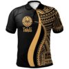 Tahiti Polo Shirt Gold - Polynesian Tentacle Tribal Pattern - BN11