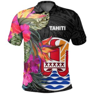 Tahiti Polo Shirt - Hibiscus Polynesian Pattern - BN39