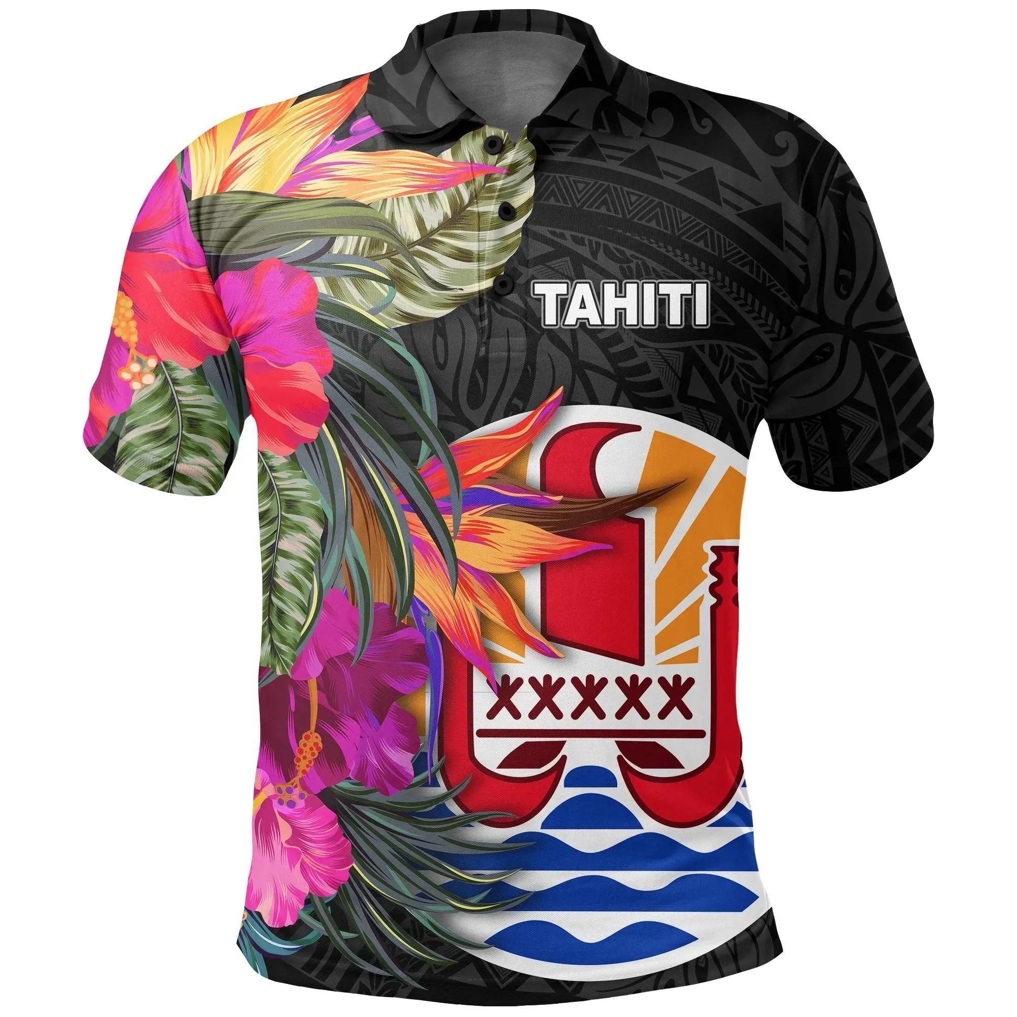 Tahiti Polo Shirt - Hibiscus Polynesian Pattern - BN39 Tahiti Polo Shirt - Hibiscus Polynesian Pattern - BN39