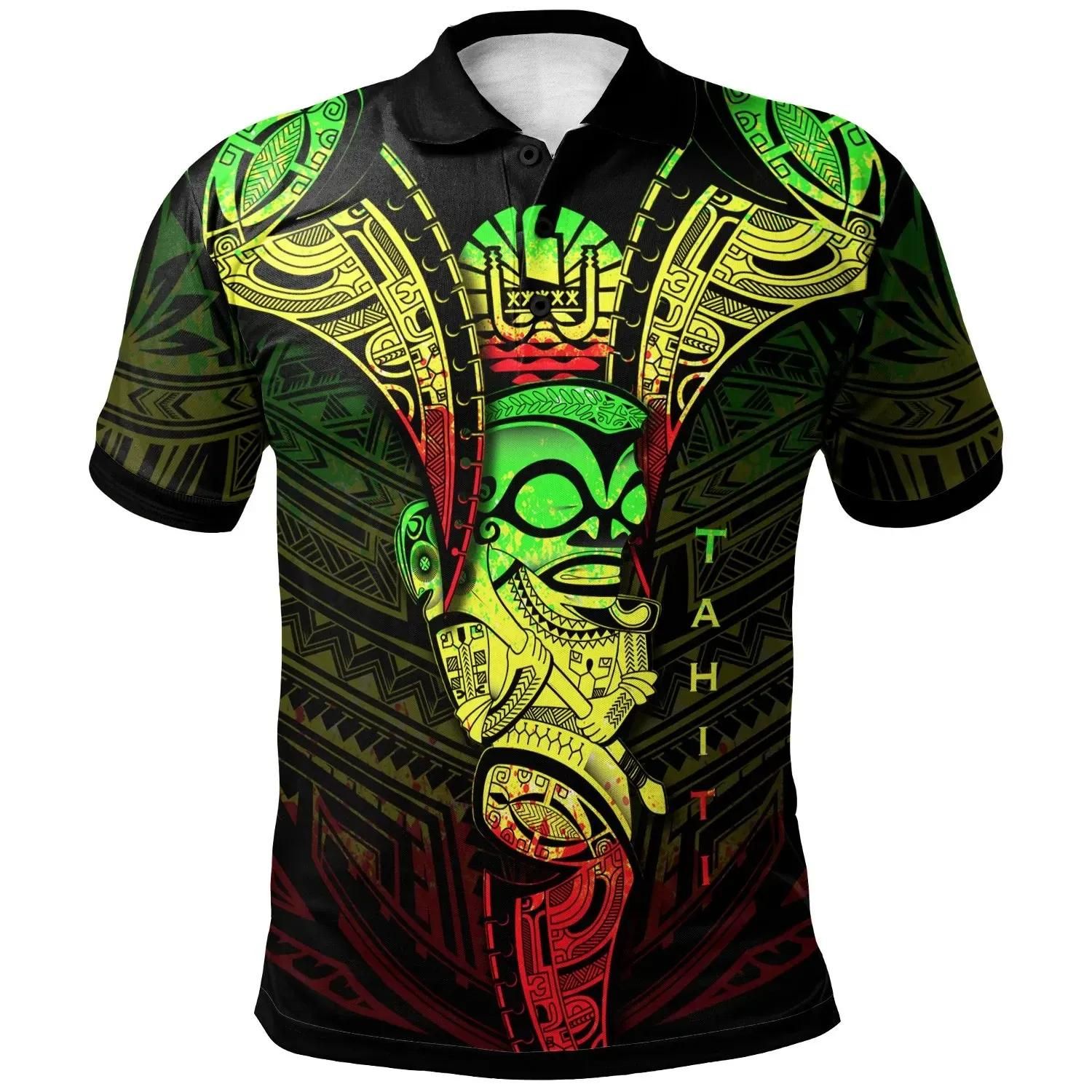 Tahiti Polo Shirt - Polynesian Tiki Warrior Style Reggae - BN29 Tahiti Polo Shirt - Polynesian Tiki Warrior Style Reggae - BN29