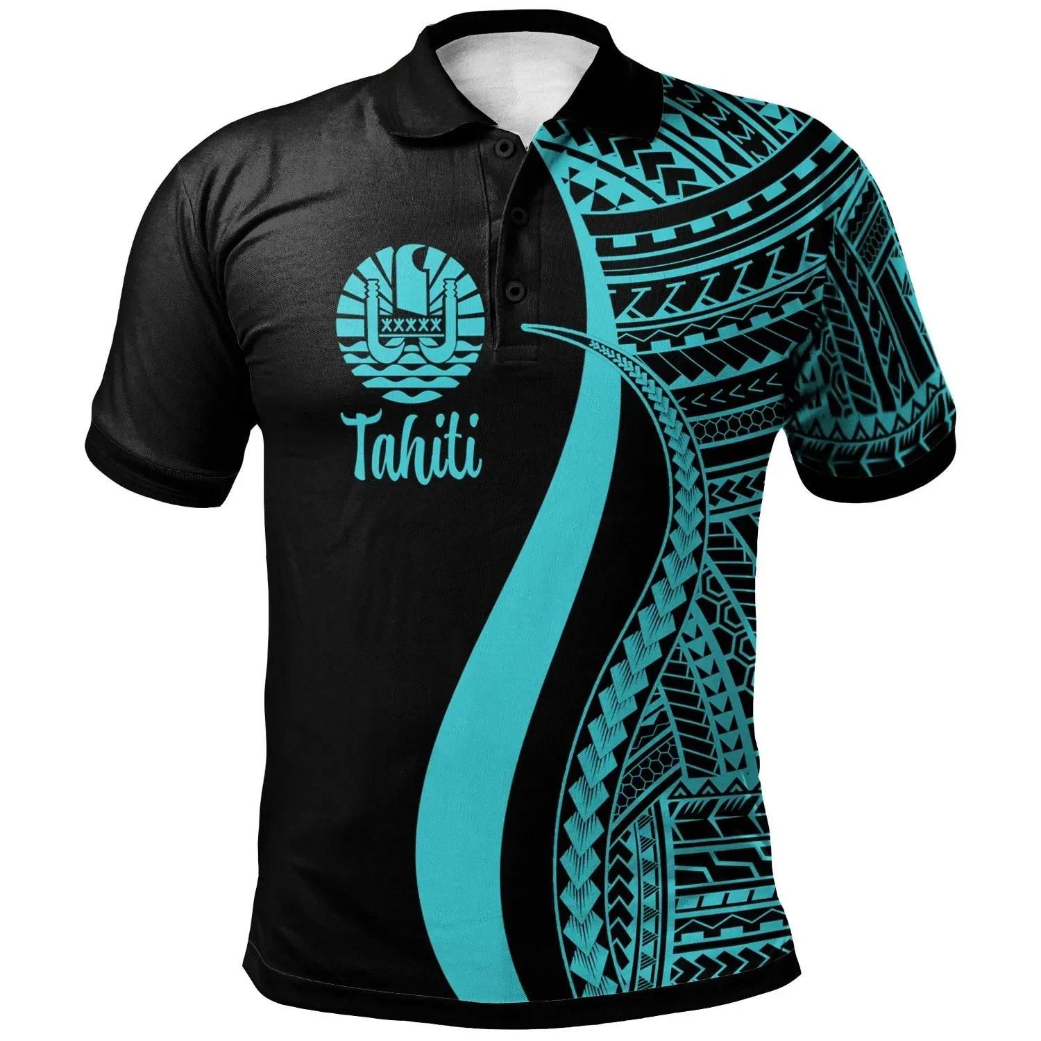 Tahiti Polo Shirt Turquoise - Polynesian Tentacle Tribal Pattern - BN11 Tahiti Polo Shirt Turquoise - Polynesian Tentacle Tribal Pattern - BN11