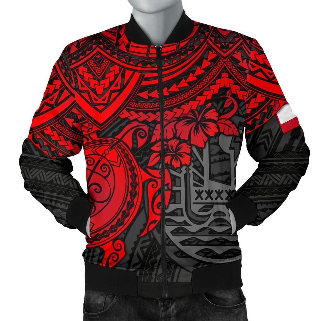 Tahiti Polynesian Bomber Jacket (Men) - Red Turtle - BN1518 Bomber Jacket Tahiti Polynesian Bomber Jacket (Men) - Red Turtle - BN1518 Bomber Jacket