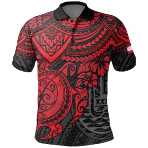 Tahiti Polynesian Polo Shirt - Red Turtle - BN1518