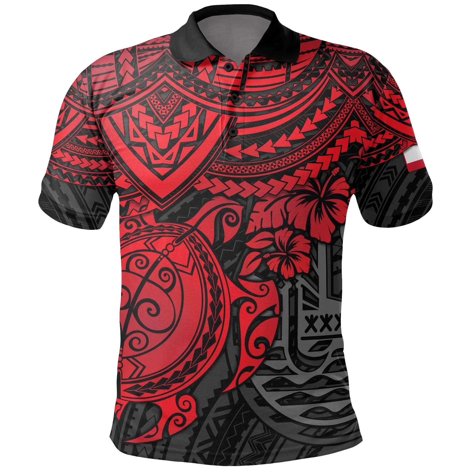 Tahiti Polynesian Polo Shirt - Red Turtle - BN1518 Tahiti Polynesian Polo Shirt - Red Turtle - BN1518