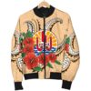 Tahiti Polynesian Women Bomber Jacket - Hibiscus Coat of Arm Beige - BN11 Bomber Jacket