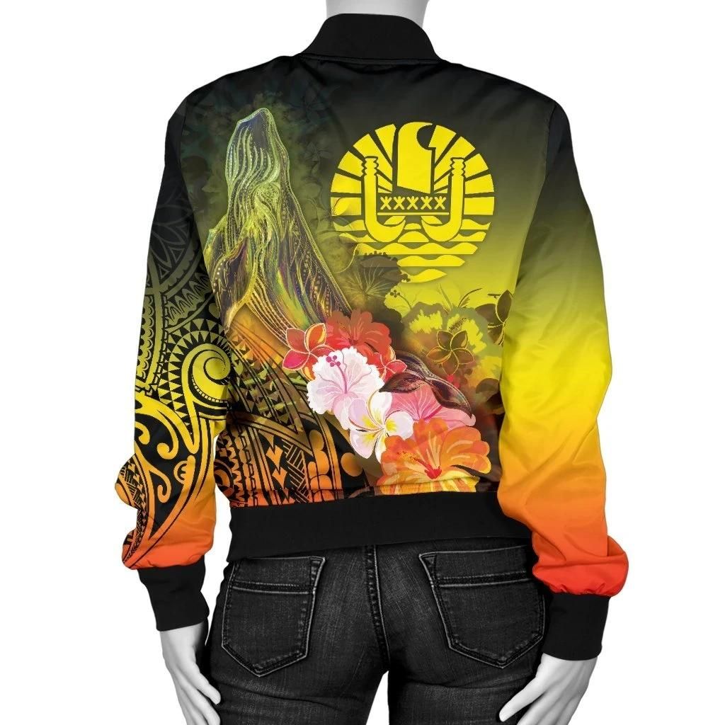 Tahiti-Womens-Bomber-Jacket-Humpback-Whale-with-Tropical-Flowers-Yellow-BN18-Bomber-Jacket-1