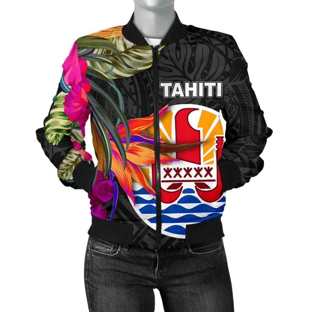 Tahiti-Womens-Bomber-Jacket-Polynesian-Hibiscus-Pattern-BN39-Bomber-Jacket-1