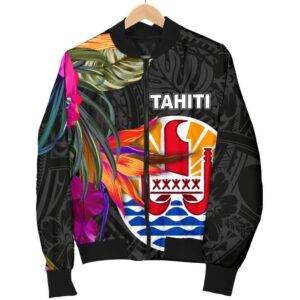 Tahiti Women's Bomber Jacket - Polynesian Hibiscus Pattern - BN39 Bomber Jacket