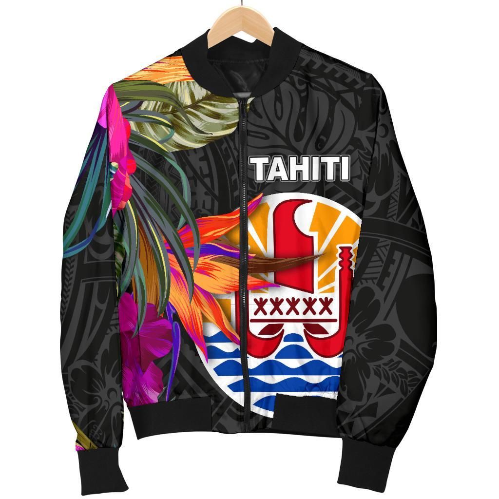 Tahiti Women's Bomber Jacket - Polynesian Hibiscus Pattern - BN39 Bomber Jacket Tahiti Women's Bomber Jacket - Polynesian Hibiscus Pattern - BN39 Bomber Jacket