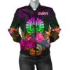 Tahiti Women's Bomber Jacket - Summer Hibiscus - bn15 Bomber Jacket