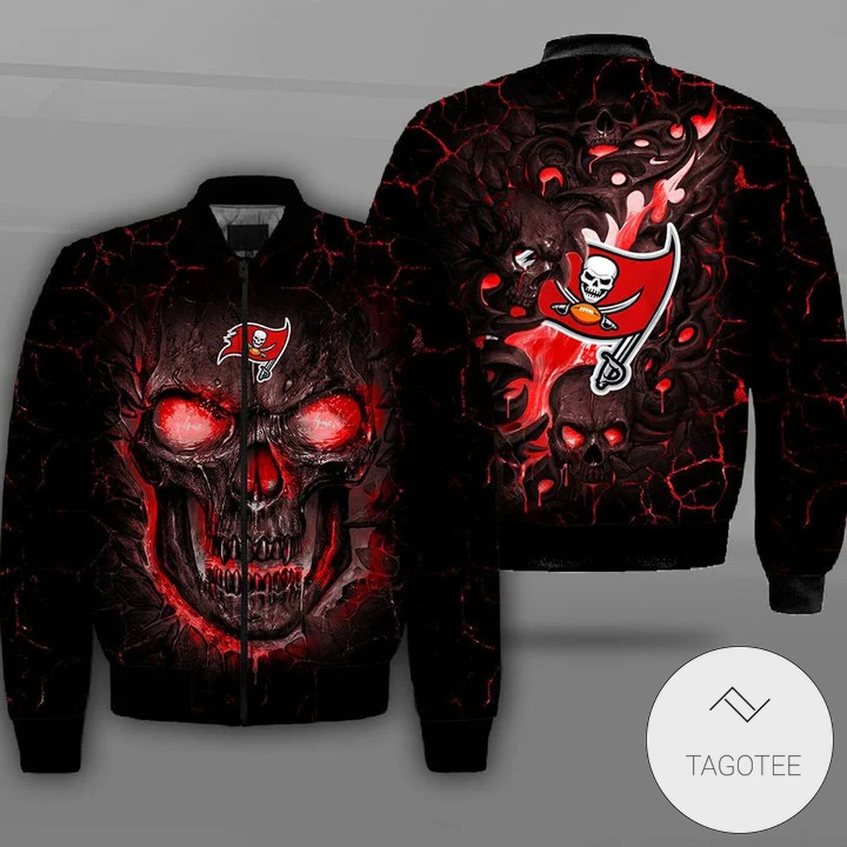 Tampa Bay Buccaneers Lava Skull Full Print Bomber Jacket Tampa Bay Buccaneers Lava Skull Full Print Bomber Jacket