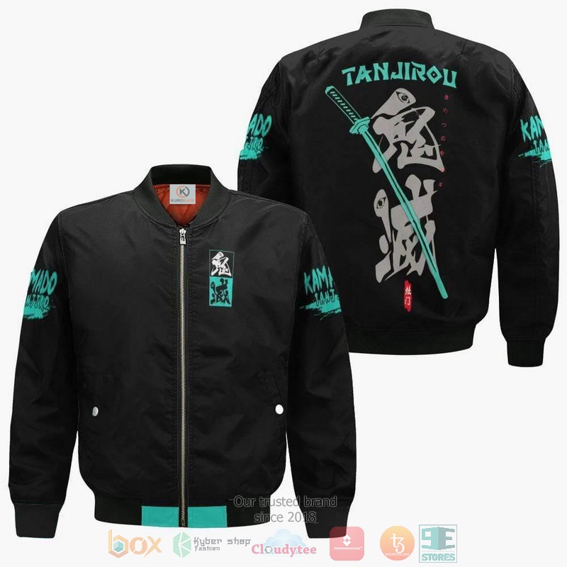 Tanjiro Kamado Demon Slayer Anime Costume Black Bomber Jacket Tanjiro Kamado Demon Slayer Anime Costume Black Bomber Jacket