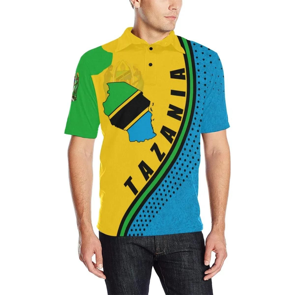 Tanzania Men's All Over Print Polo Shirt (Model T55) Tanzania Men's All Over Print Polo Shirt (Model T55)