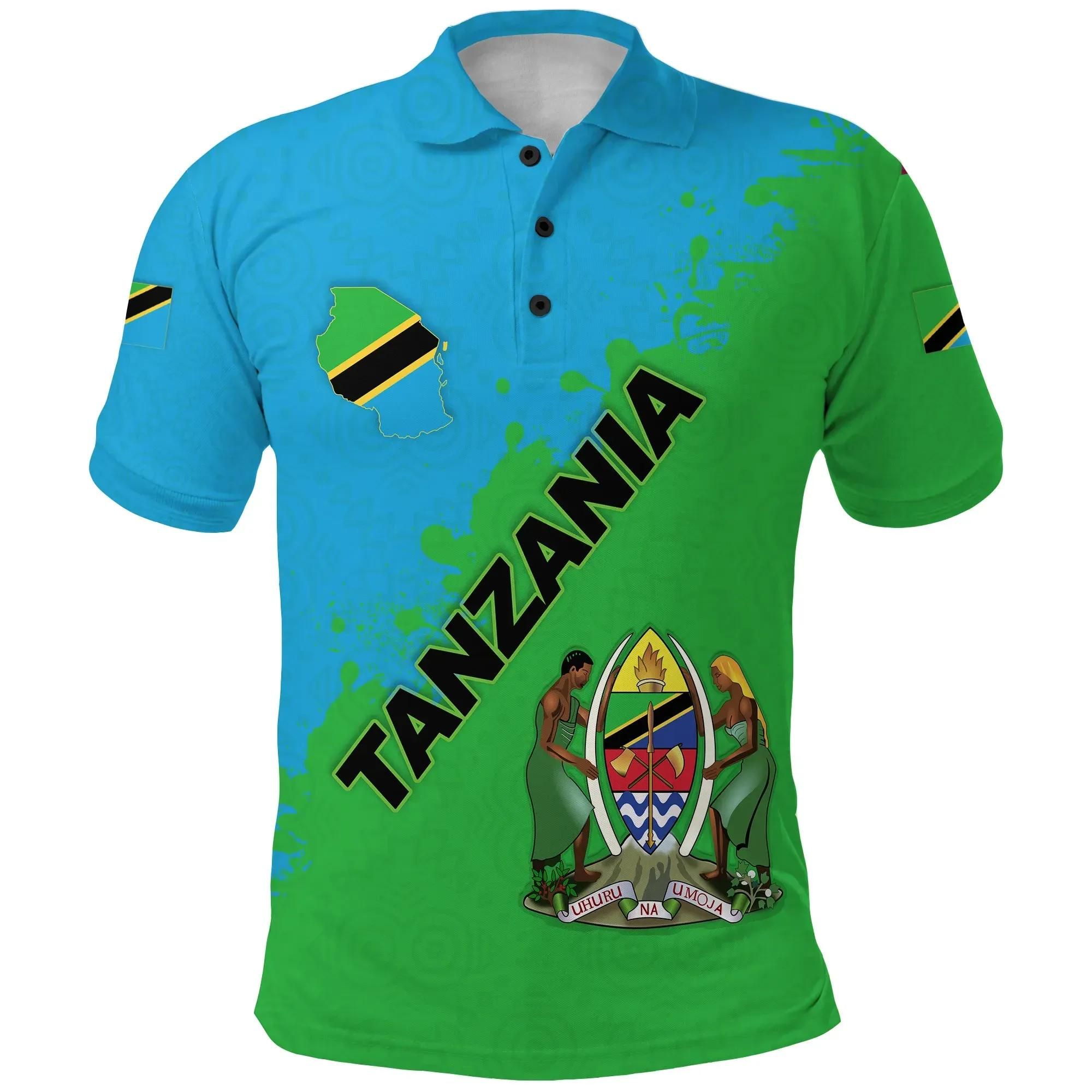 Tanzania Polo Shirt Uhuru na Umoja Version K12 Tanzania Polo Shirt Uhuru na Umoja Version K12