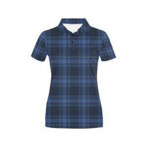 Tartan Blue Print Design Lks304 Women'S Polo Shirt