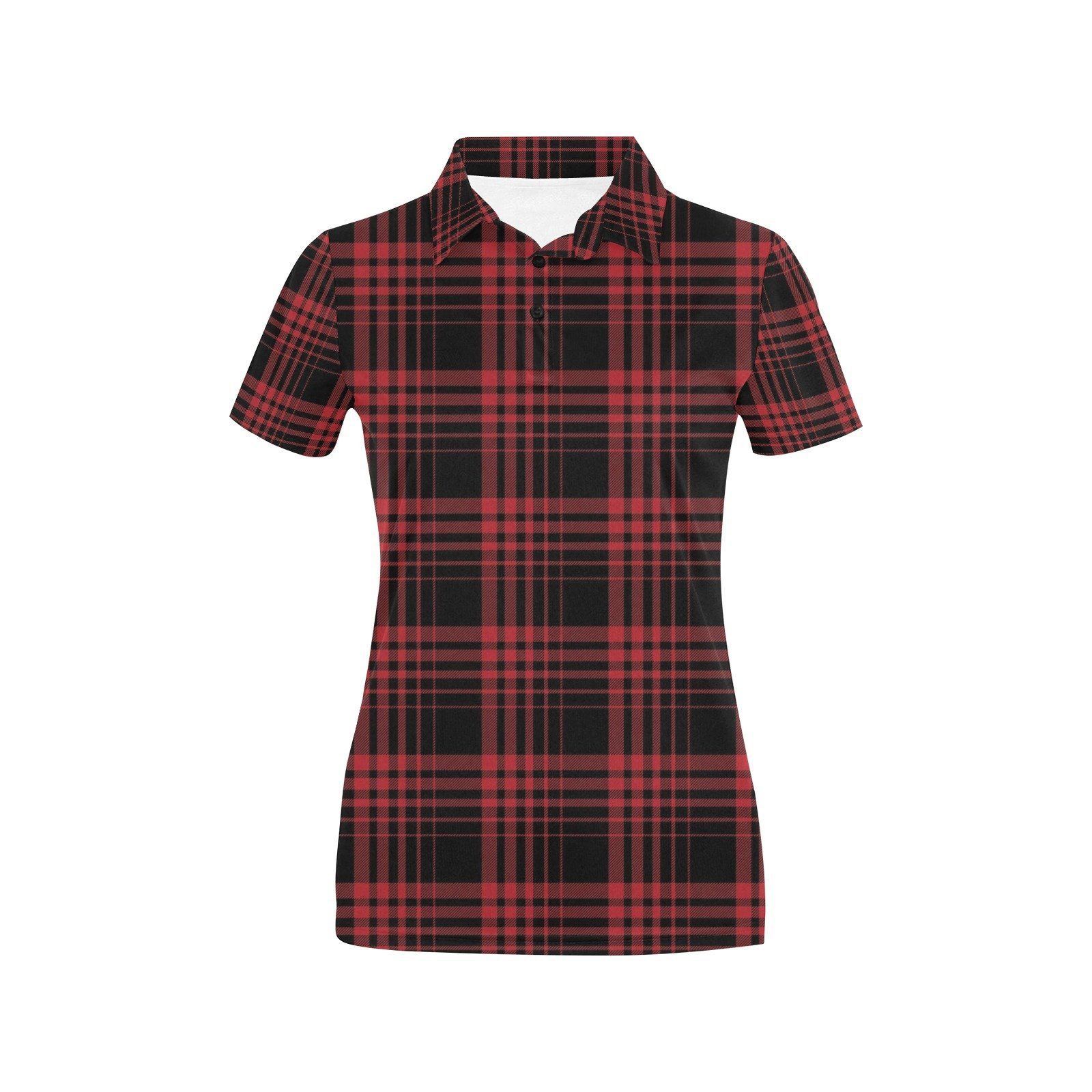 Tartan Red Black Print Design Lks303 Women'S Polo Shirt Tartan Red Black Print Design Lks303 Women'S Polo Shirt