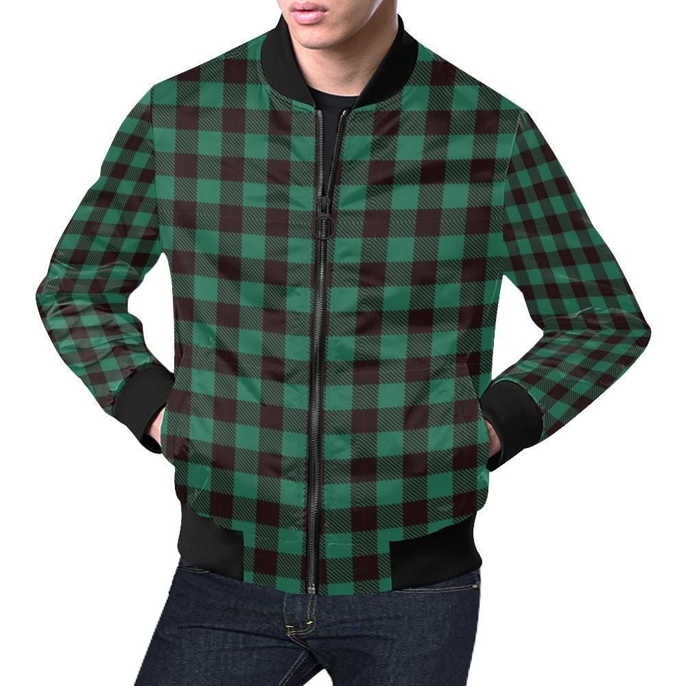 Tartan Scottish Green Plaids Mens Bomber Jacket Tartan Scottish Green Plaids Mens Bomber Jacket