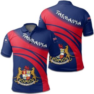 Tasmania Coat Of Arms Polo Shirt Cricket Style J5W