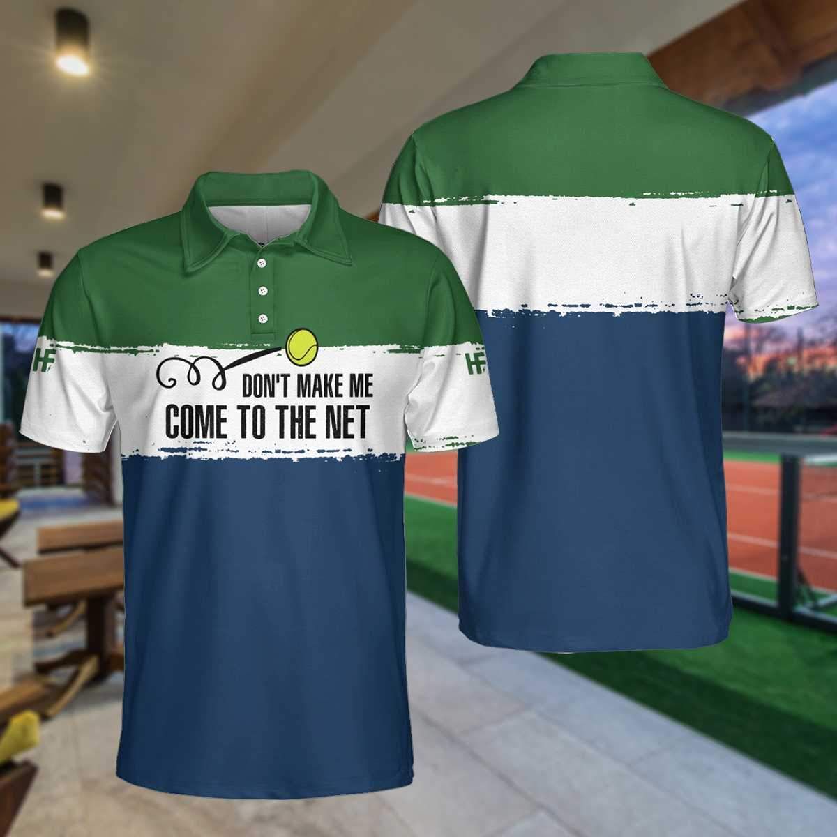 Tennis Player Don'T Make Me Come To The Net Stripe Polo Shirt #L Tennis Player Don'T Make Me Come To The Net Stripe Polo Shirt #L