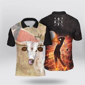 Texas Longhorn Golf Ball Polo Shirt Black