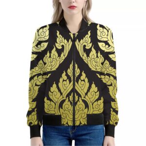 Thai Ornament Pattern Print Women's Bomber Jacket