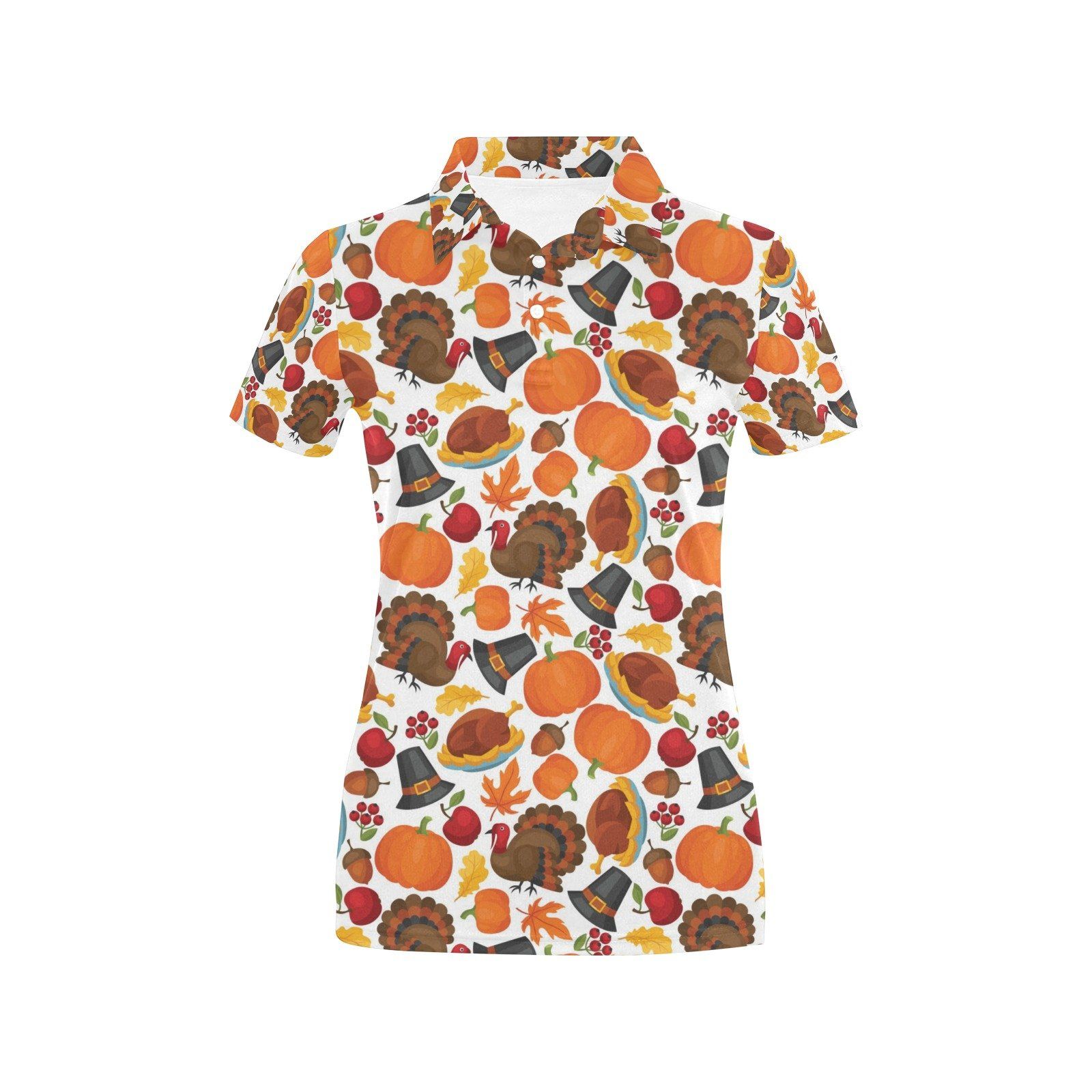Thanksgiving Print Design Lks304 Women'S Polo Shirt Thanksgiving Print Design Lks304 Women'S Polo Shirt