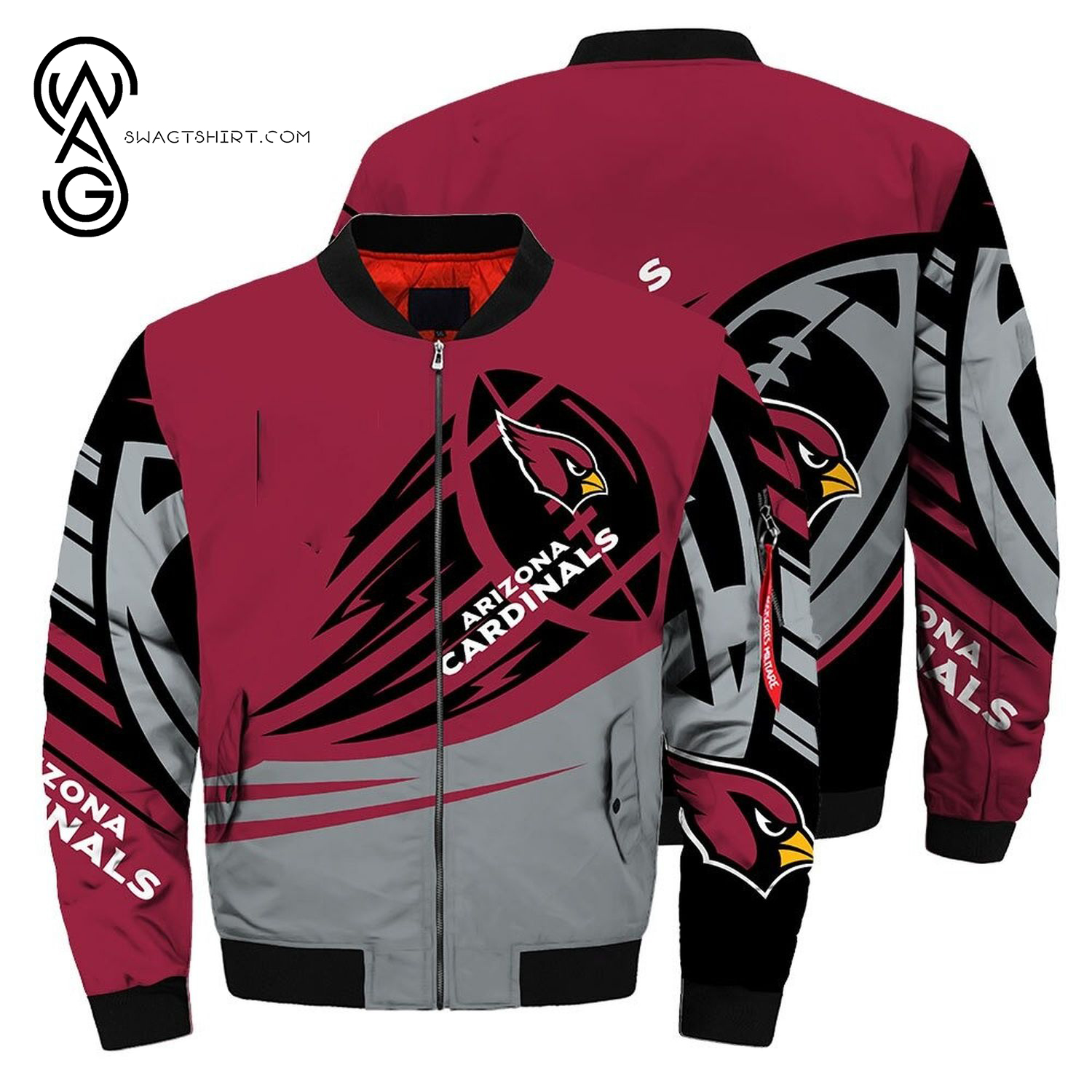 The Arizona Cardinals All Over Printed Bomber Jacket The Arizona Cardinals All Over Printed Bomber Jacket