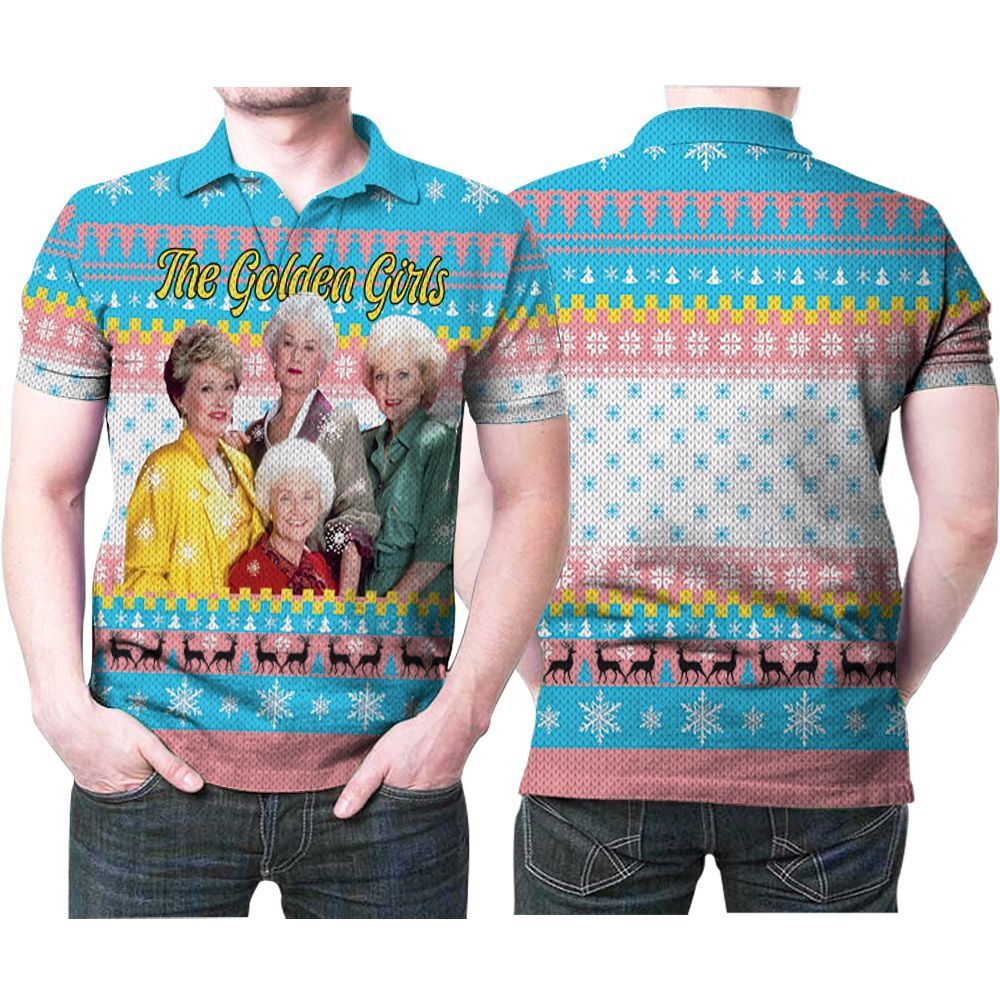 The Golden Girls Fan Christmas Knitting Pattern 3D Polo Shirt The Golden Girls Fan Christmas Knitting Pattern 3D Polo Shirt