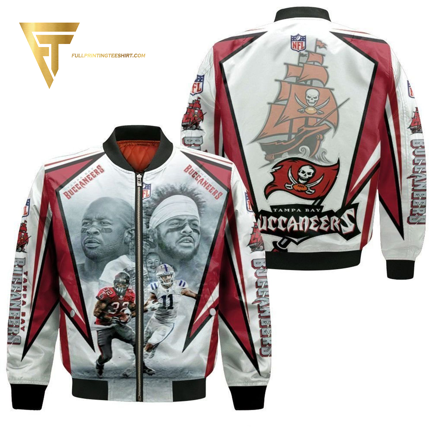 The Pittman Michael Pittman Jr 11 Tampa Bay Buccaneers Full Print Bomber Jacket The Pittman Michael Pittman Jr 11 Tampa Bay Buccaneers Full Print Bomber Jacket