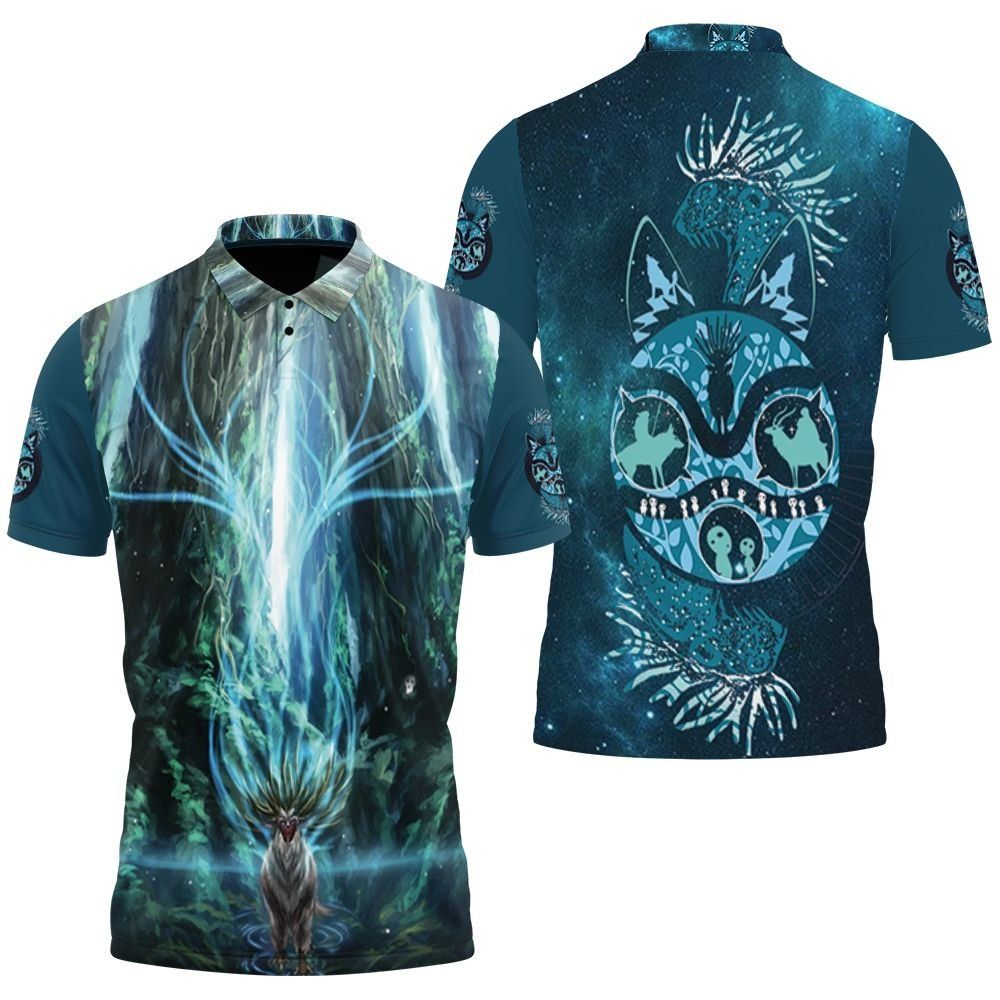 The Power of Jungle God Shishigami Showing Up in the forest Polo shirt The Power of Jungle God Shishigami Showing Up in the forest Polo shirt