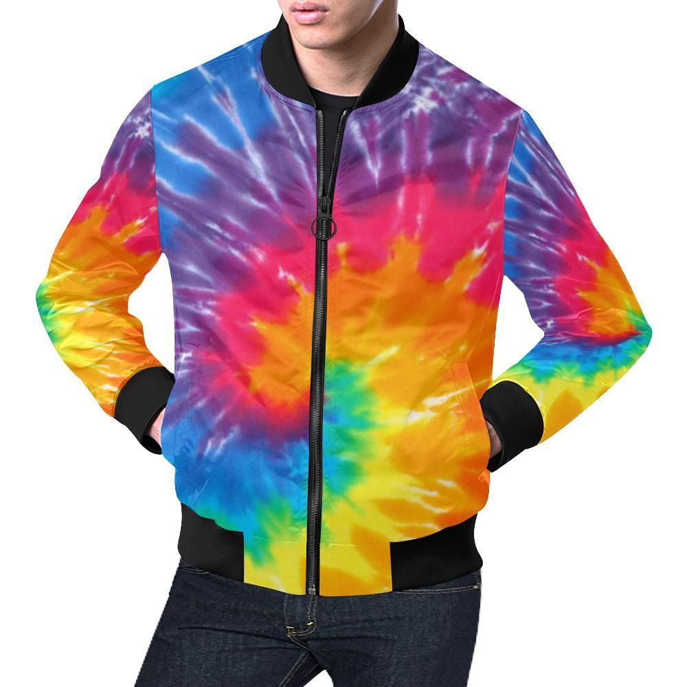 Tie Dye Pattern Print Mens Bomber Jacket Tie Dye Pattern Print Mens Bomber Jacket