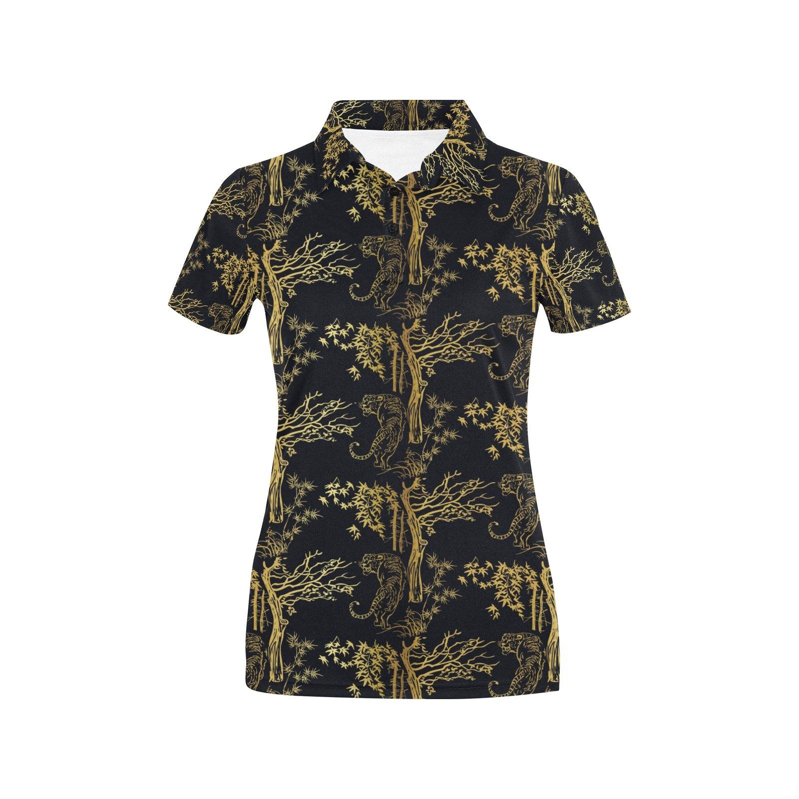 Tiger Gold Print Design Lks307 Women'S Polo Shirt Tiger Gold Print Design Lks307 Women'S Polo Shirt