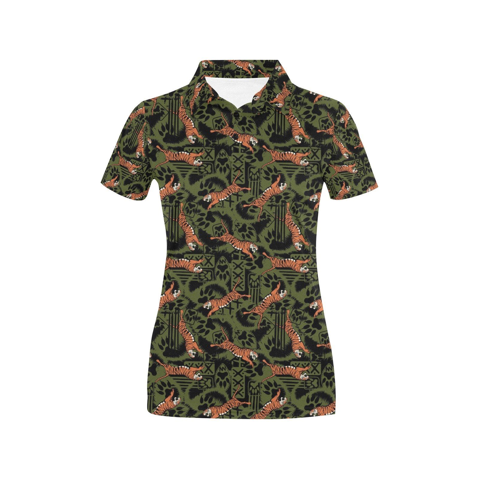 Tiger Pattern Print Design Lks303 Women'S Polo Shirt Tiger Pattern Print Design Lks303 Women'S Polo Shirt