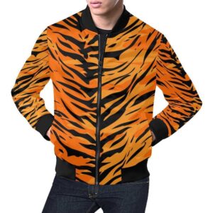 Tiger Pattern Print Mens Bomber Jacket