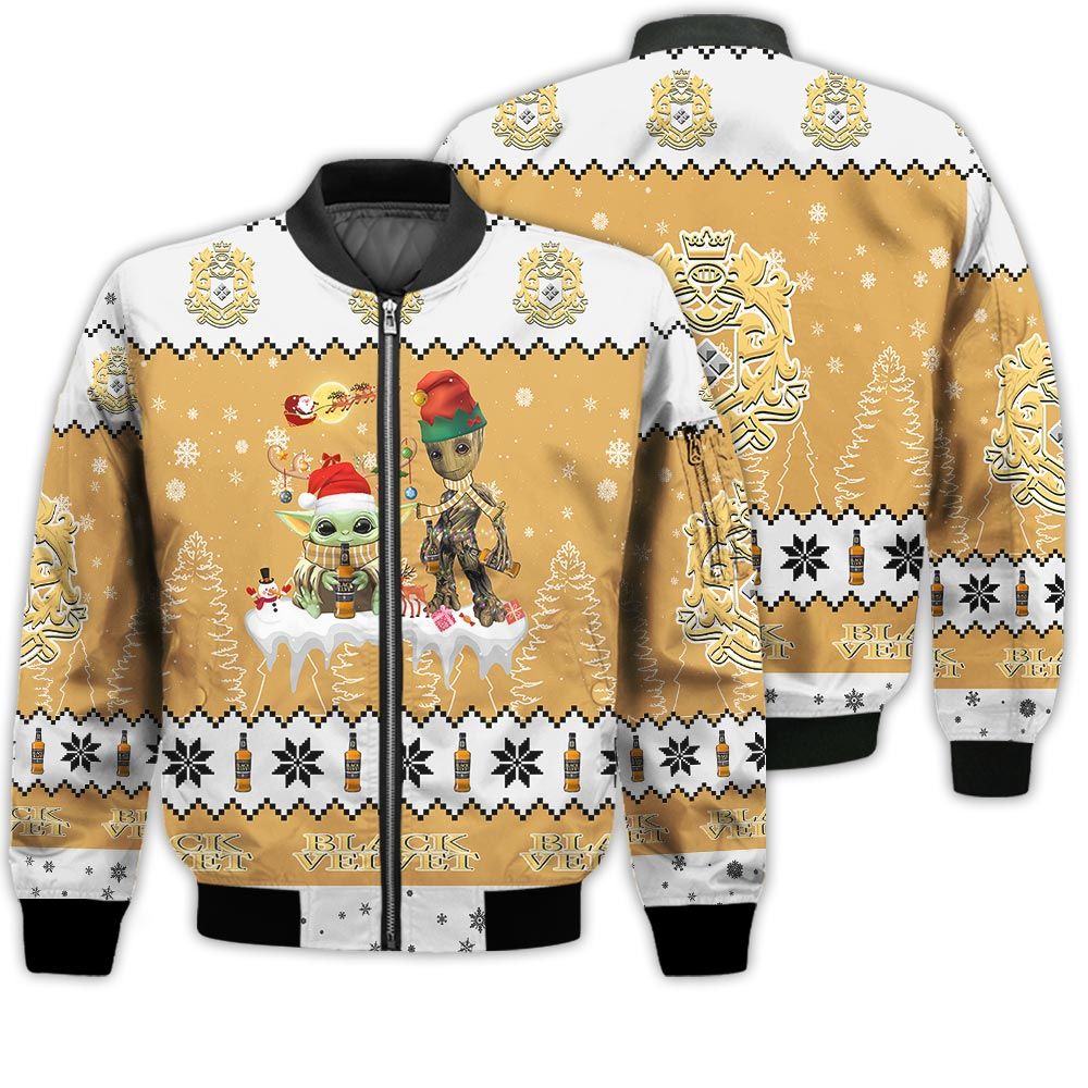 Tis The Season Christmas 2022 Baby Yoda Groot Santa Claus Deer Unisex Gift Black Velvet Whiskey 3D Bomber Jacket Tis The Season Christmas 2022 Baby Yoda Groot Santa Claus Deer Unisex Gift Black Velvet Whiskey 3D Bomber Jacket