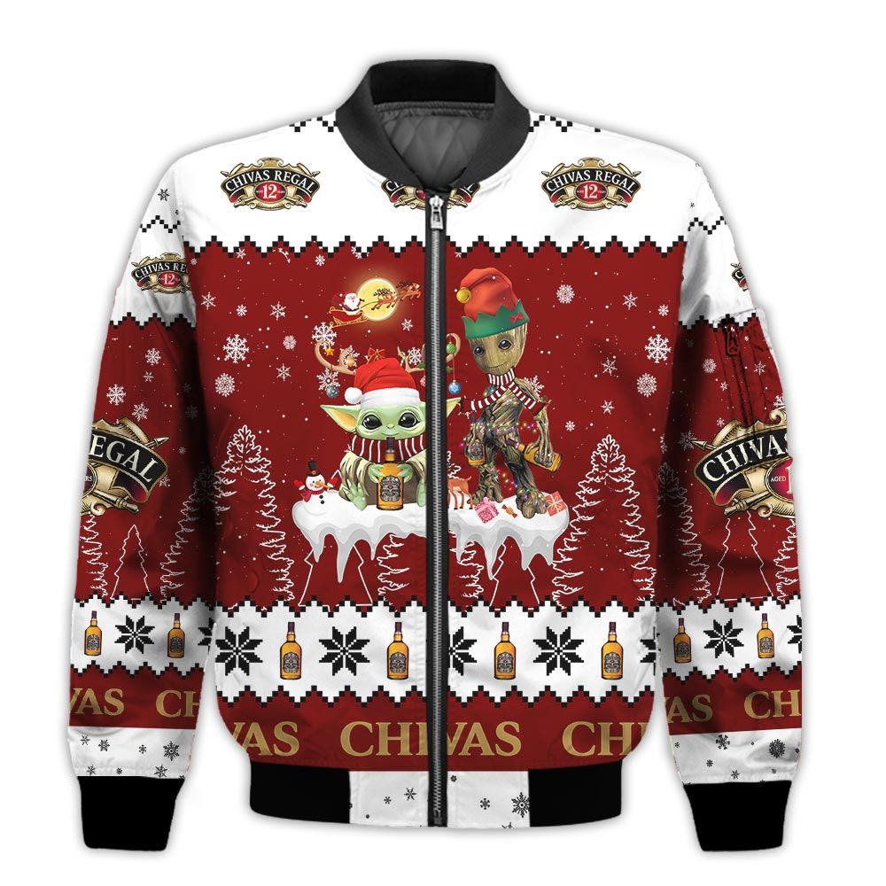 Tis-The-Season-Christmas-2022-Baby-Yoda-Groot-Santa-Claus-Deer-Unisex-Gift-Chivas-Regal-Whiskey-3D-Bomber-Jacket-1