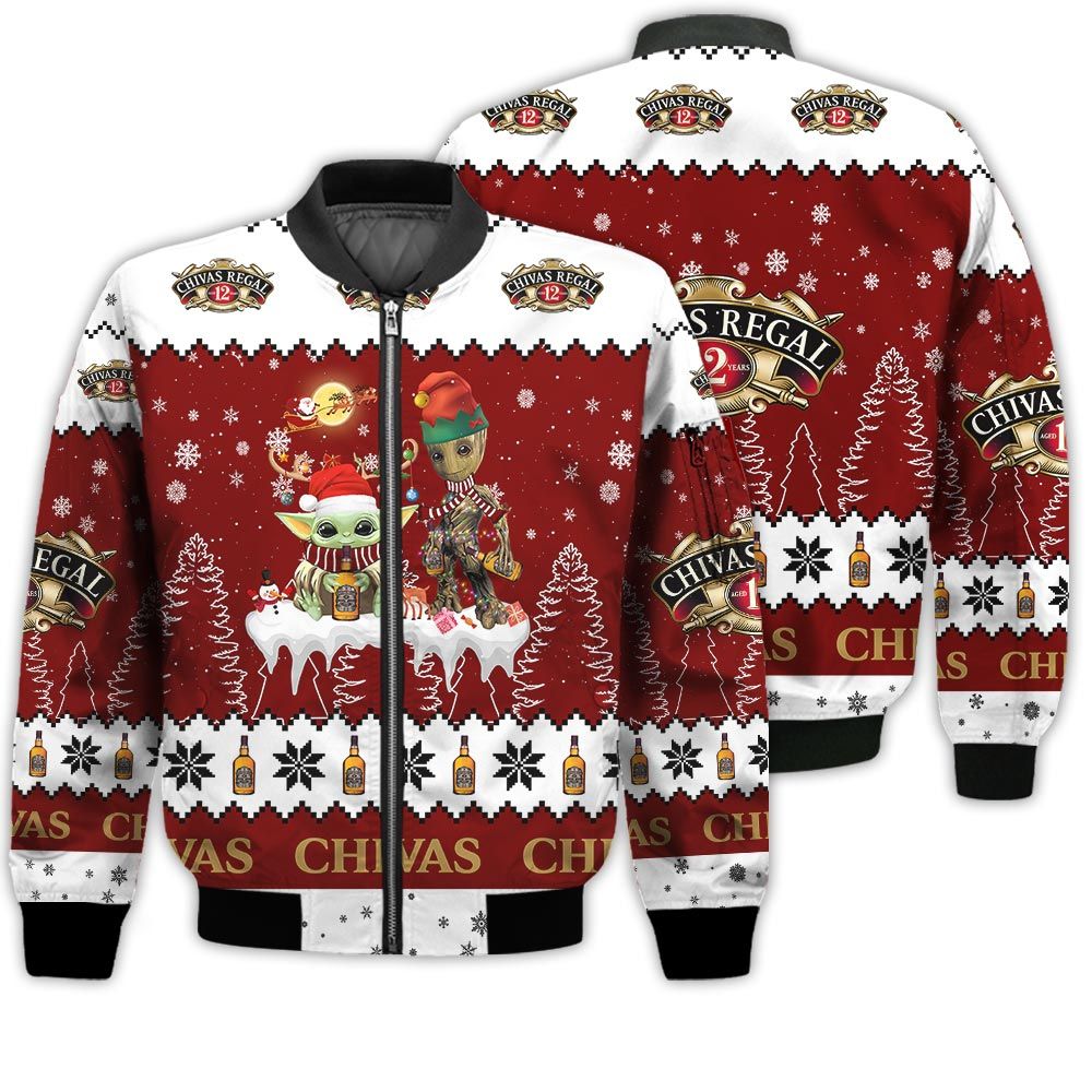Tis The Season Christmas 2022 Baby Yoda Groot Santa Claus Deer Unisex Gift Chivas Regal Whiskey 3D Bomber Jacket Tis The Season Christmas 2022 Baby Yoda Groot Santa Claus Deer Unisex Gift Chivas Regal Whiskey 3D Bomber Jacket