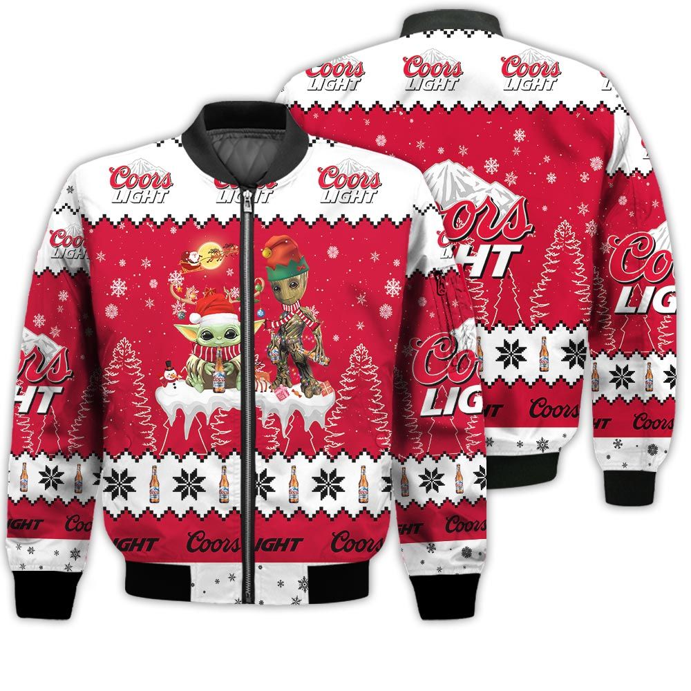 Tis The Season Christmas 2022 Baby Yoda Groot Santa Claus Deer Unisex Gift Coors Light Beers 3D Bomber Jacket Tis The Season Christmas 2022 Baby Yoda Groot Santa Claus Deer Unisex Gift Coors Light Beers 3D Bomber Jacket
