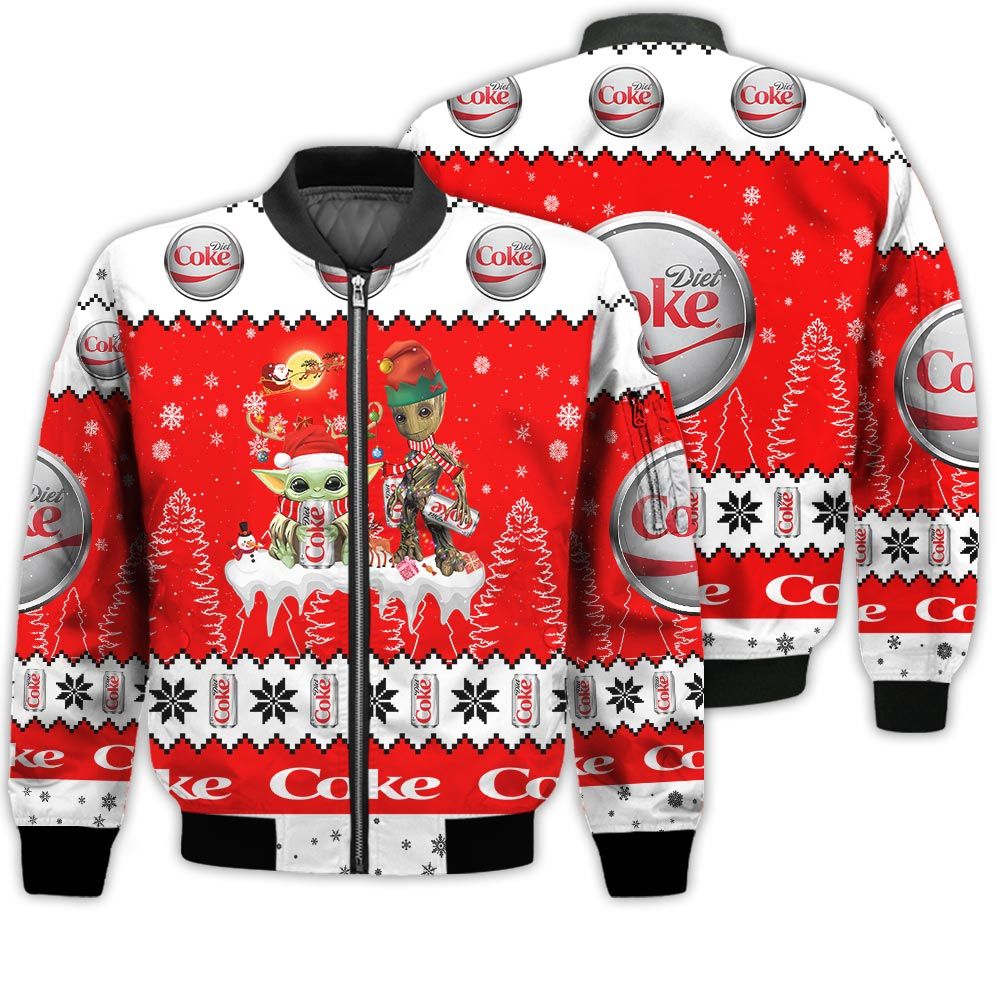 Tis The Season Christmas 2022 Baby Yoda Groot Santa Claus Deer Unisex Gift Diet Coke Soft Drink 3D Bomber Jacket Tis The Season Christmas 2022 Baby Yoda Groot Santa Claus Deer Unisex Gift Diet Coke Soft Drink 3D Bomber Jacket