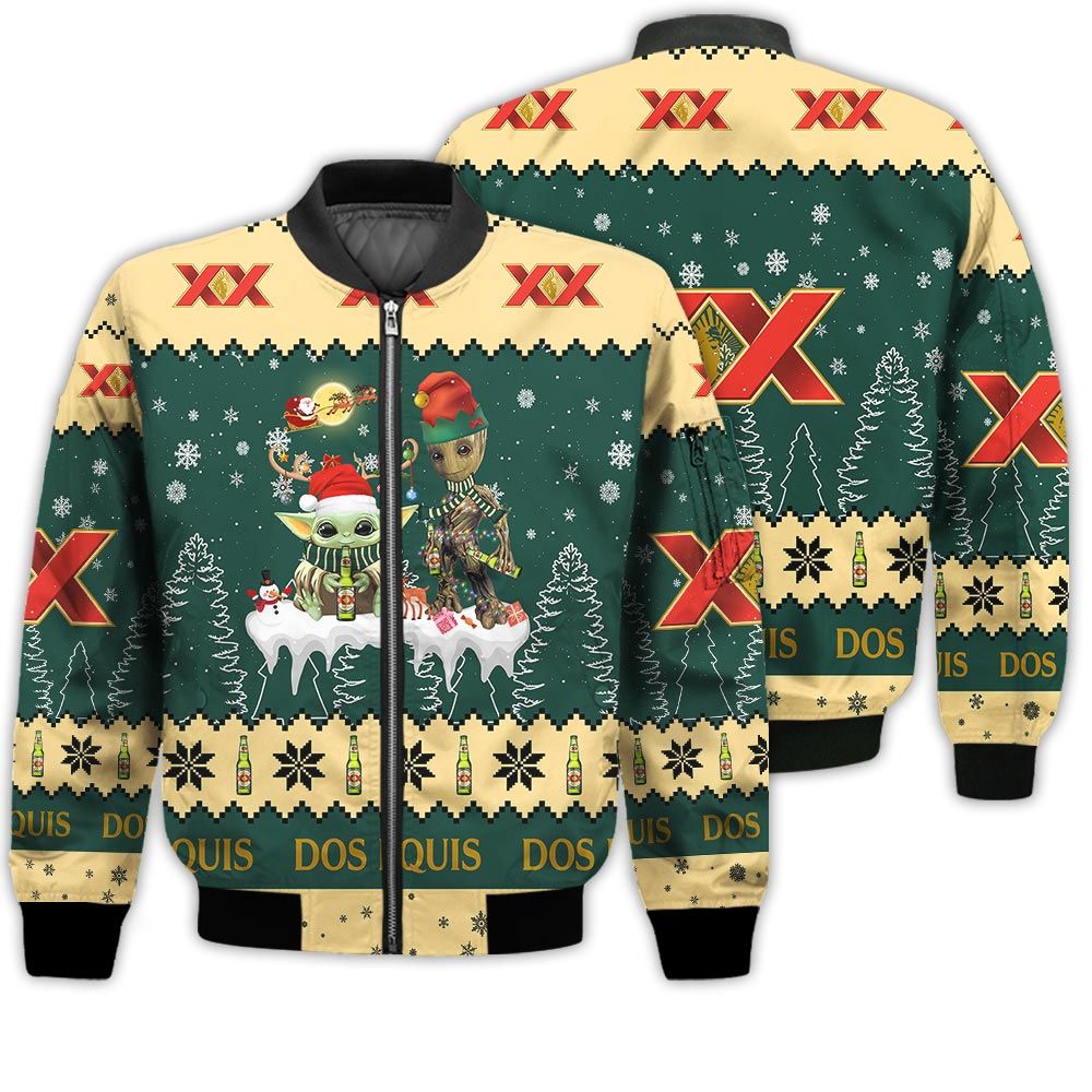 Tis The Season Christmas 2022 Baby Yoda Groot Santa Claus Deer Unisex Gift Dos Equis Beers 3D Bomber Jacket Tis The Season Christmas 2022 Baby Yoda Groot Santa Claus Deer Unisex Gift Dos Equis Beers 3D Bomber Jacket