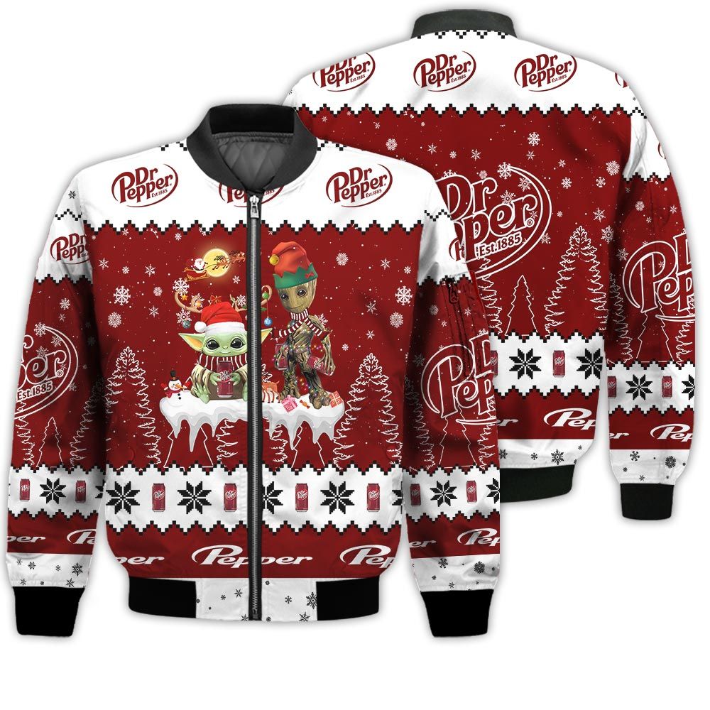Tis The Season Christmas 2022 Baby Yoda Groot Santa Claus Deer Unisex Gift Dr Pepper Soft Drink 3D Bomber Jacket Tis The Season Christmas 2022 Baby Yoda Groot Santa Claus Deer Unisex Gift Dr Pepper Soft Drink 3D Bomber Jacket