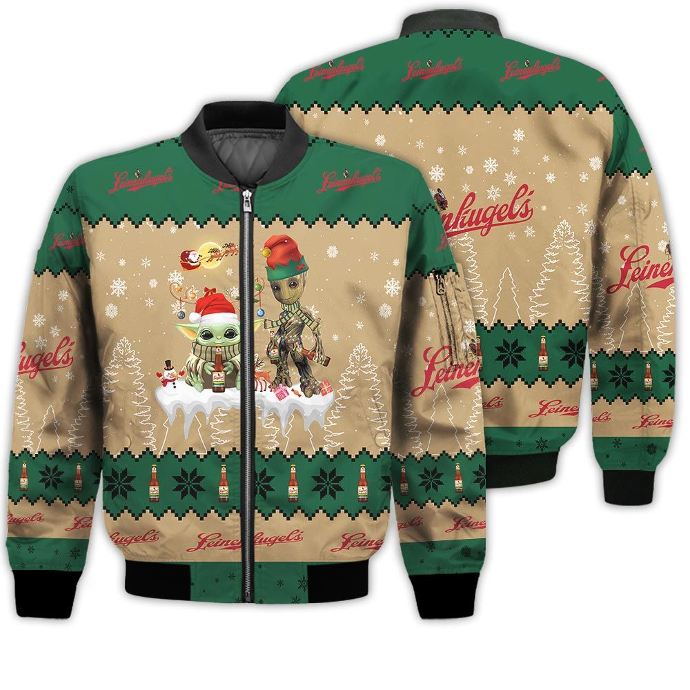 Tis The Season Christmas 2022 Baby Yoda Groot Santa Claus Deer Unisex Gift Leinenkugel Beers 3D Bomber Jacket Tis The Season Christmas 2022 Baby Yoda Groot Santa Claus Deer Unisex Gift Leinenkugel Beers 3D Bomber Jacket