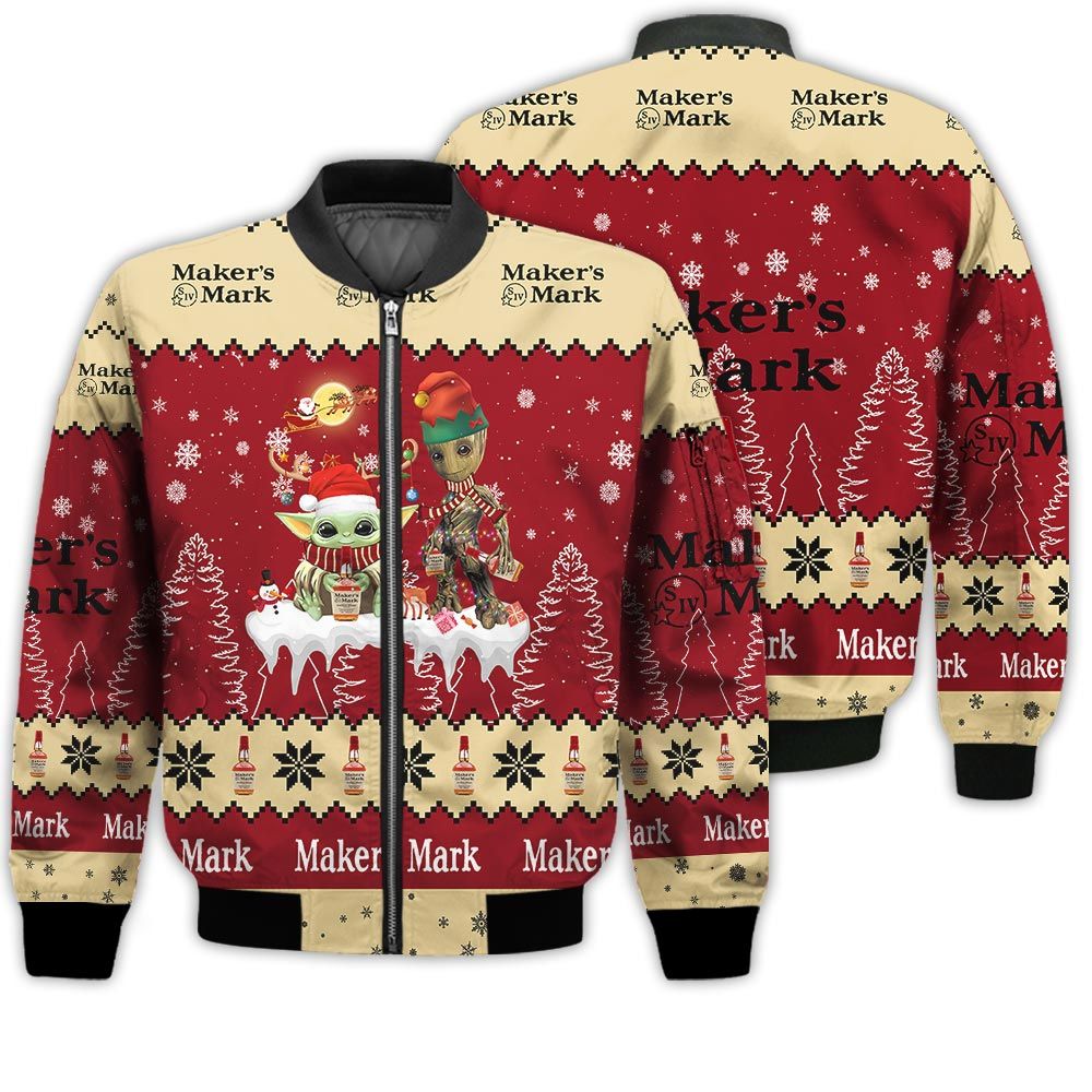 Tis The Season Christmas 2022 Baby Yoda Groot Santa Claus Deer Unisex Gift Maker’s Mark Whiskey 3D Bomber Jacket Tis The Season Christmas 2022 Baby Yoda Groot Santa Claus Deer Unisex Gift Maker’s Mark Whiskey 3D Bomber Jacket