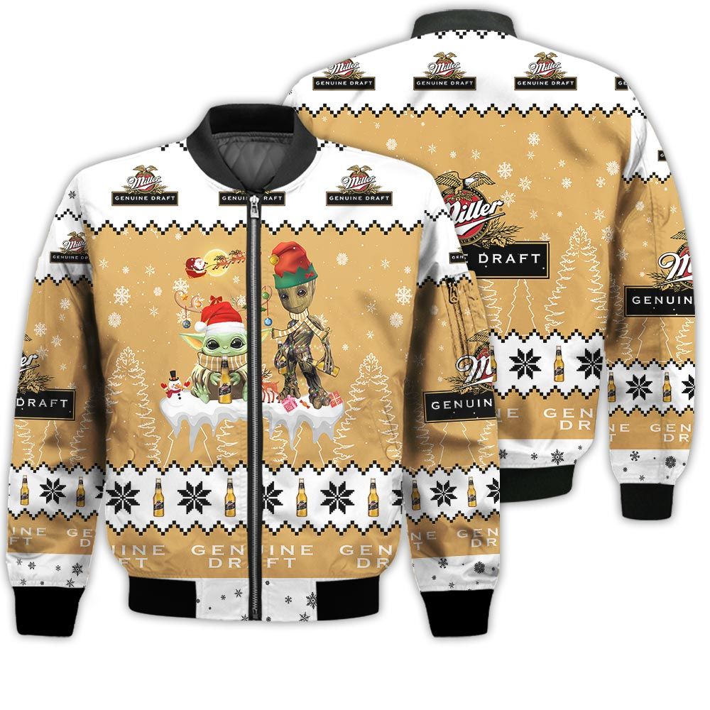 Tis The Season Christmas 2022 Baby Yoda Groot Santa Claus Deer Unisex Gift Miller Genuine Draft Beers 3D Bomber Jacket Tis The Season Christmas 2022 Baby Yoda Groot Santa Claus Deer Unisex Gift Miller Genuine Draft Beers 3D Bomber Jacket