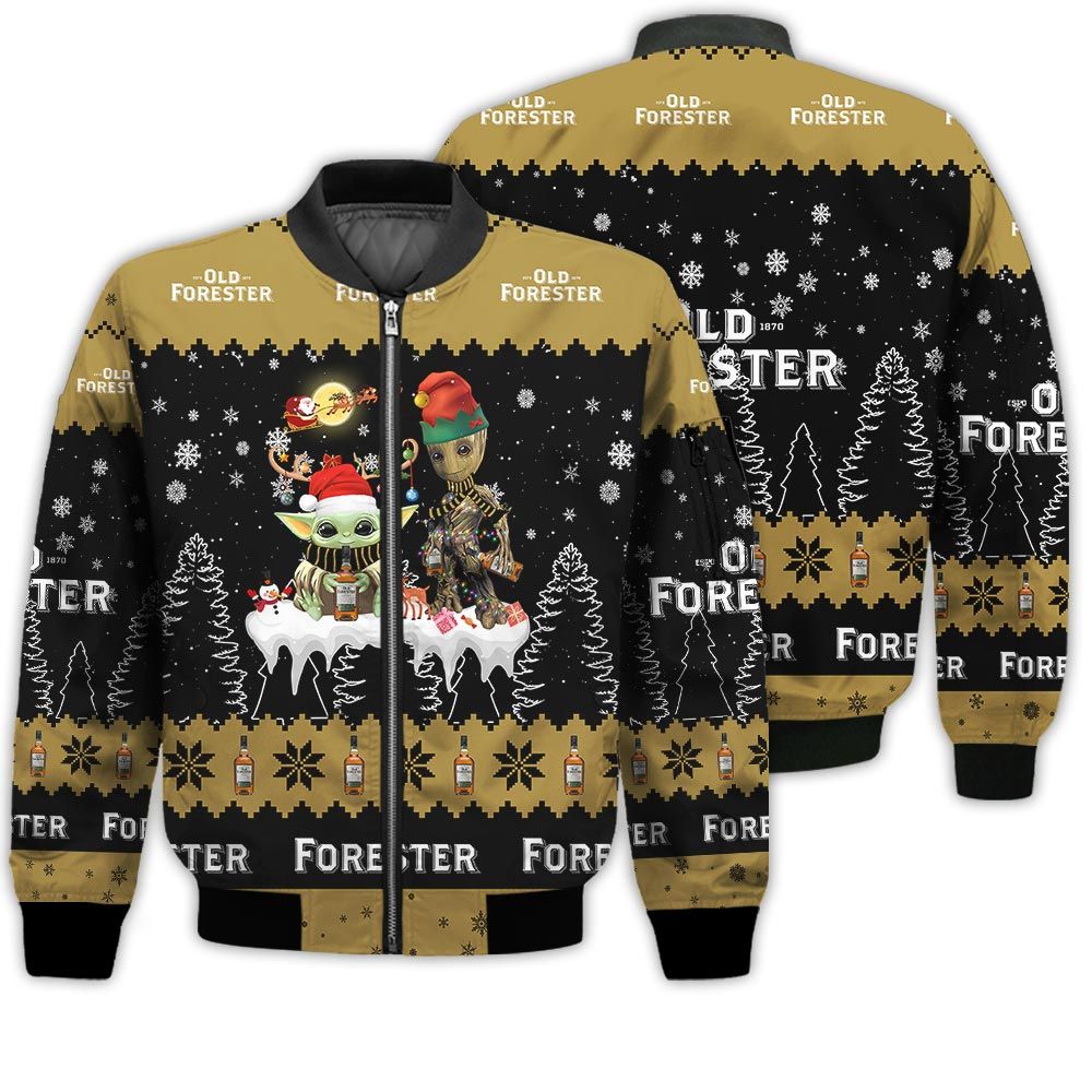Tis The Season Christmas 2022 Baby Yoda Groot Santa Claus Deer Unisex Gift Old Forester Whiskey 3D Bomber Jacket Tis The Season Christmas 2022 Baby Yoda Groot Santa Claus Deer Unisex Gift Old Forester Whiskey 3D Bomber Jacket