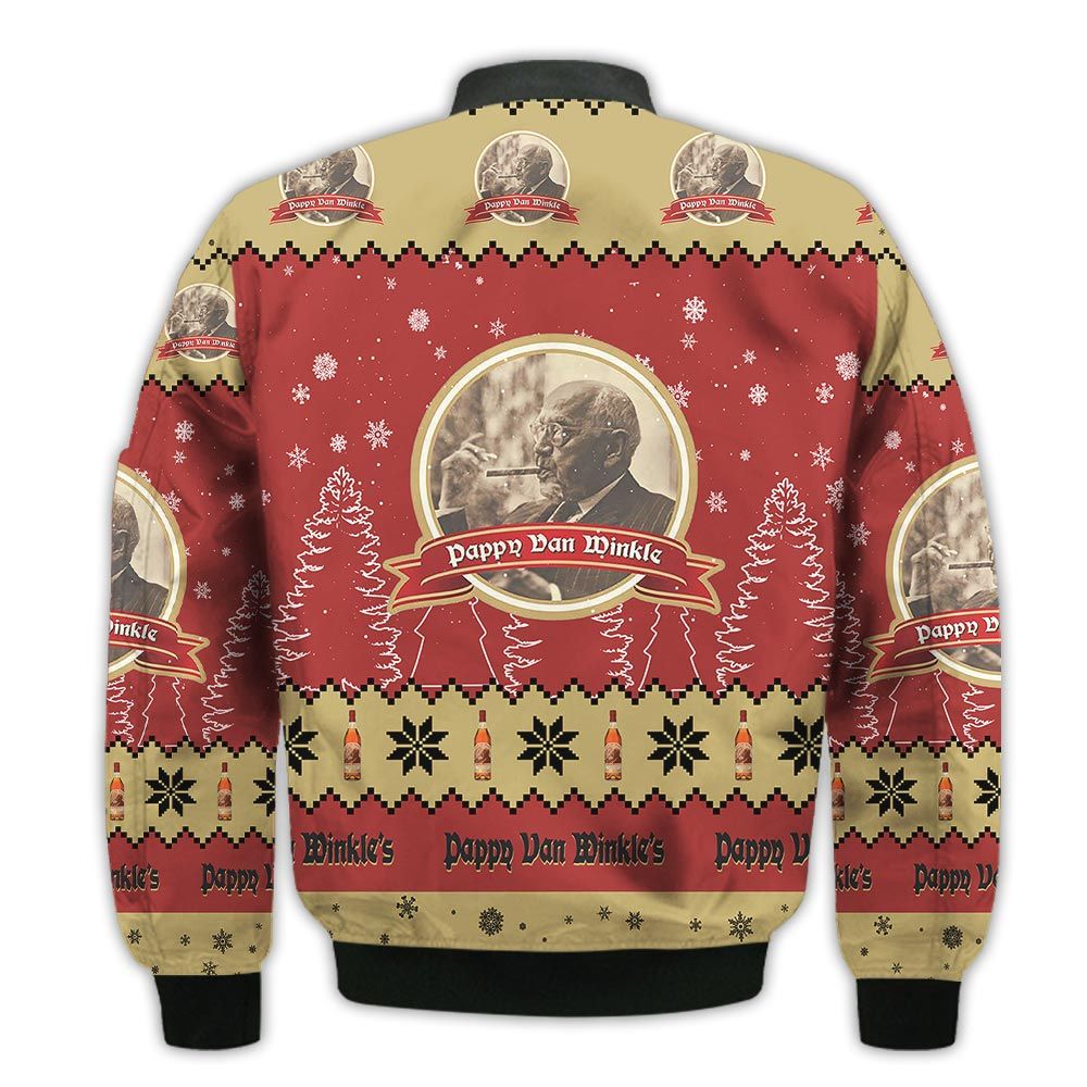 Tis-The-Season-Christmas-2022-Baby-Yoda-Groot-Santa-Claus-Deer-Unisex-Gift-Pappy-Van-Winkle-Whiskey-3D-Bomber-Jacket-2