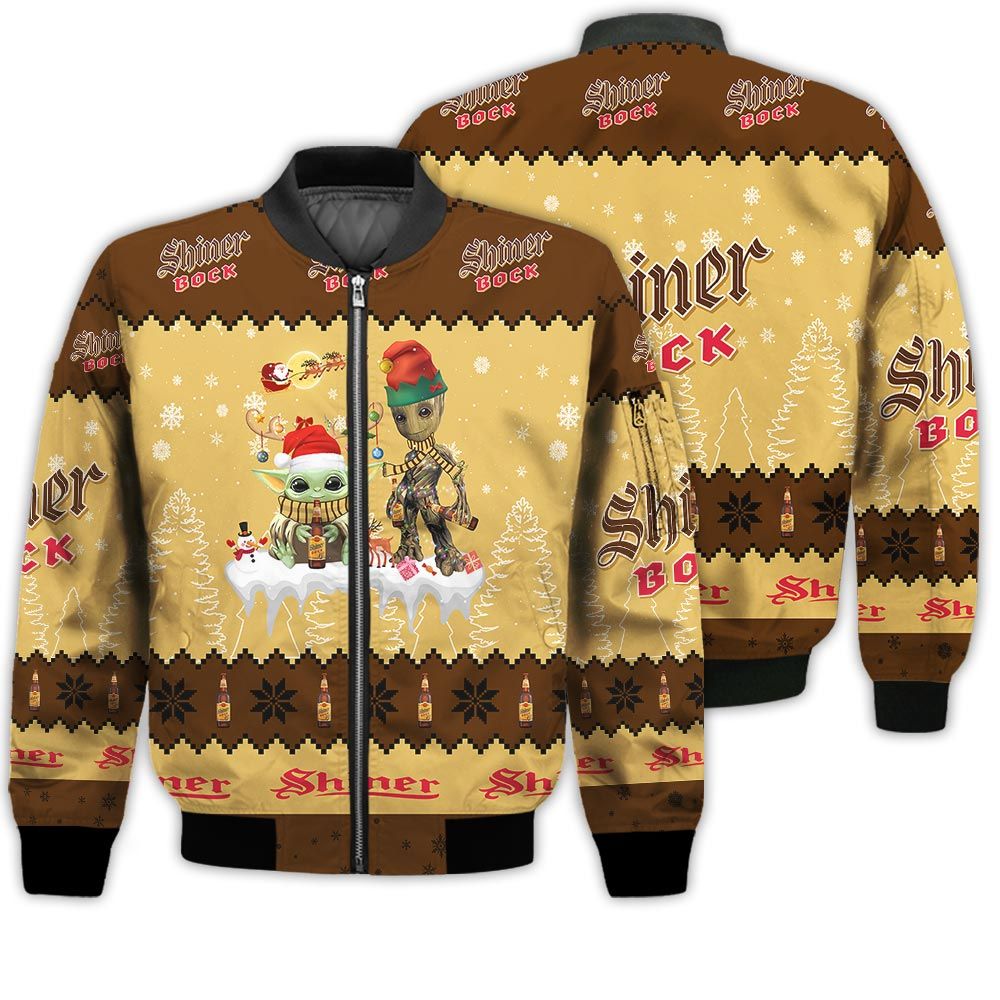 Tis The Season Christmas 2022 Baby Yoda Groot Santa Claus Deer Unisex Gift Shiner Bock Beers 3D Bomber Jacket Tis The Season Christmas 2022 Baby Yoda Groot Santa Claus Deer Unisex Gift Shiner Bock Beers 3D Bomber Jacket