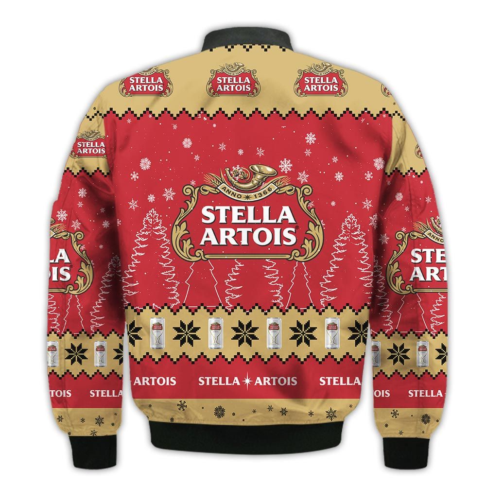 Tis-The-Season-Christmas-2022-Baby-Yoda-Groot-Santa-Claus-Deer-Unisex-Gift-Stella-Artois-Beers-3D-Bomber-Jacket-2